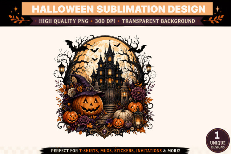 Haunted House Halloween PNG Spooky Pumpkin example image 1