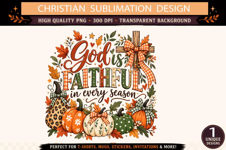 God Is Faithful in Every Season PNG, Christian Fall Pumpkin