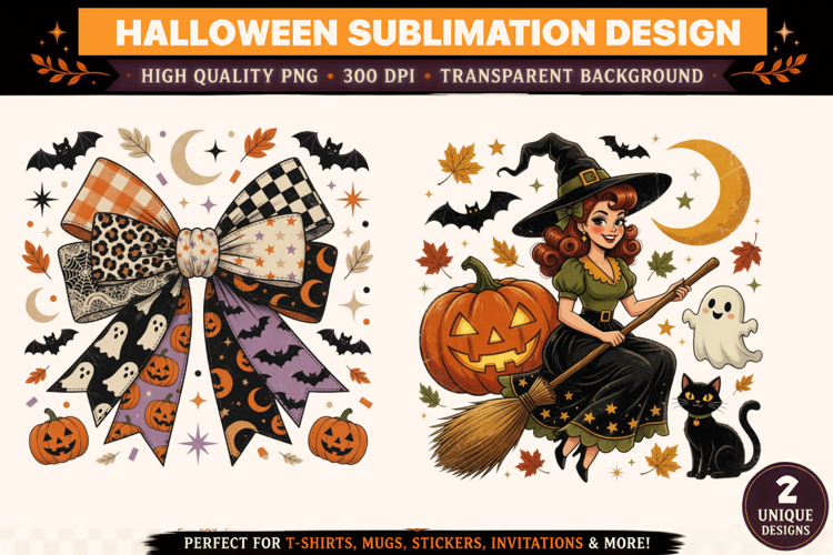 Halloween PNG | Halloween Bow & Witch|Halloween Sublimation