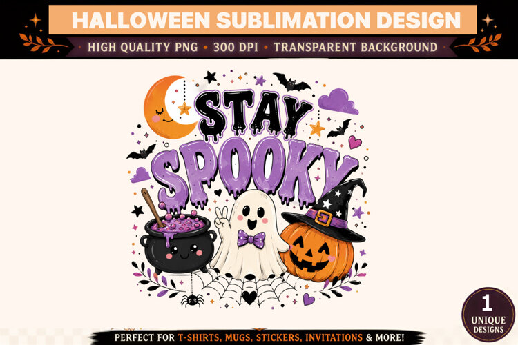 Halloween Clipart PNG Spooky Witch Ghost Design example image 1