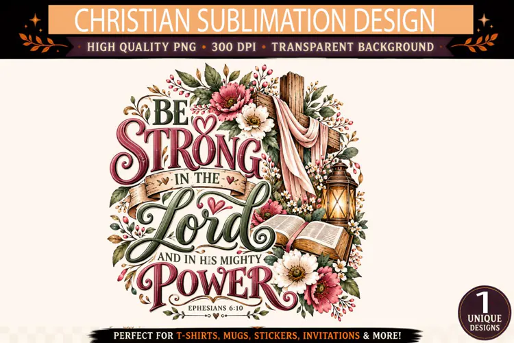 Be Strong in the Lord PNG, Ephesians 6:10 Christian Sublimat