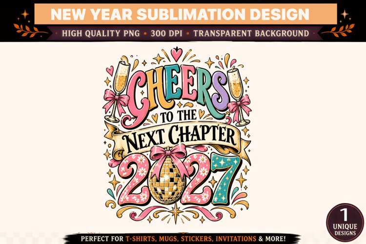 Cheers to the Next Chapter 2027 PNG, New Year Sublimation De example image 1