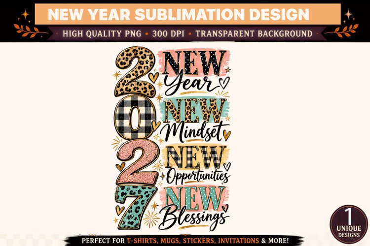 2027 New Year PNG, New Mindset New Opportunities New Blessin example image 1