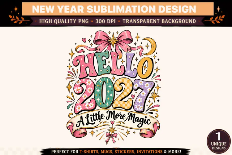 Hello 2027 PNG, A Little More Magic New Year Sublimation Des