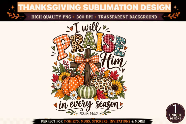 I Will Praise Him PNG, Psalm 146:2 Christian Fall Shirt, Tha