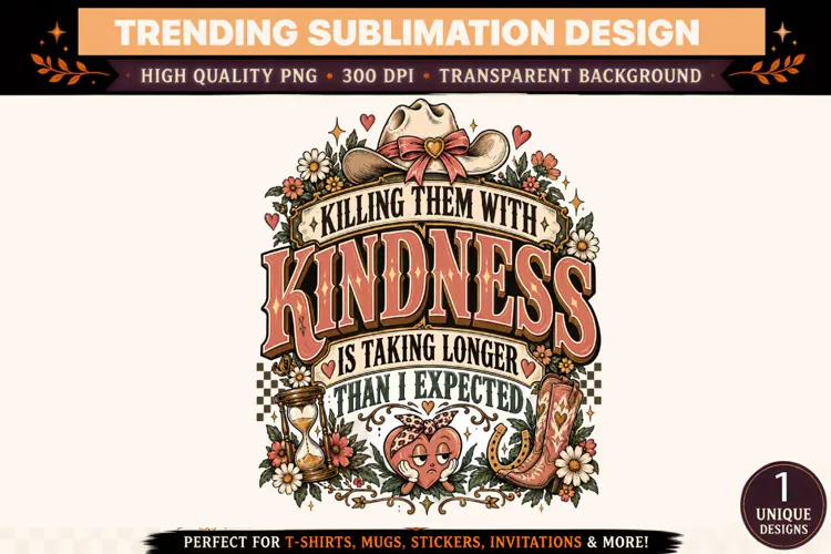 Killing Them with Kindness PNG, Funny Sarcastic Quote Sublim