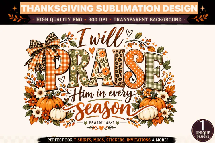 Thanksgiving Praise Him in Every Season PNG, Christian Fall