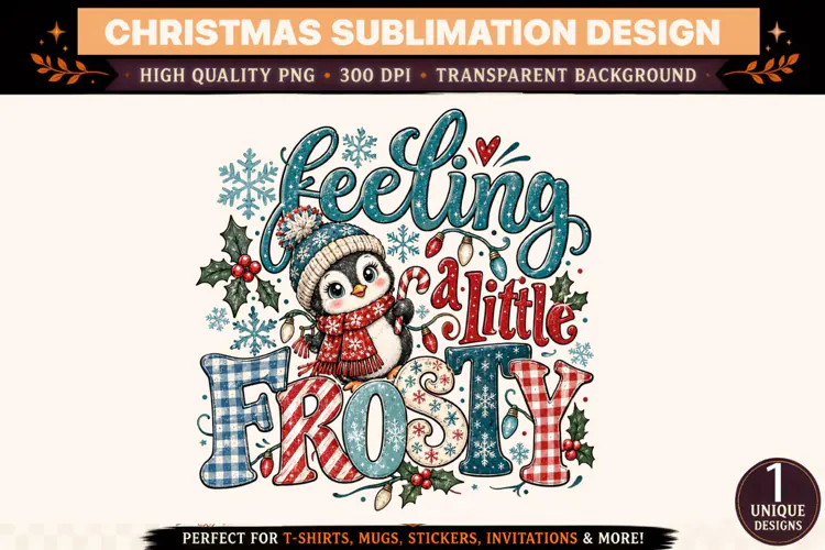 Feeling a Little Frosty PNG, Cute Penguin Christmas Sublimat
