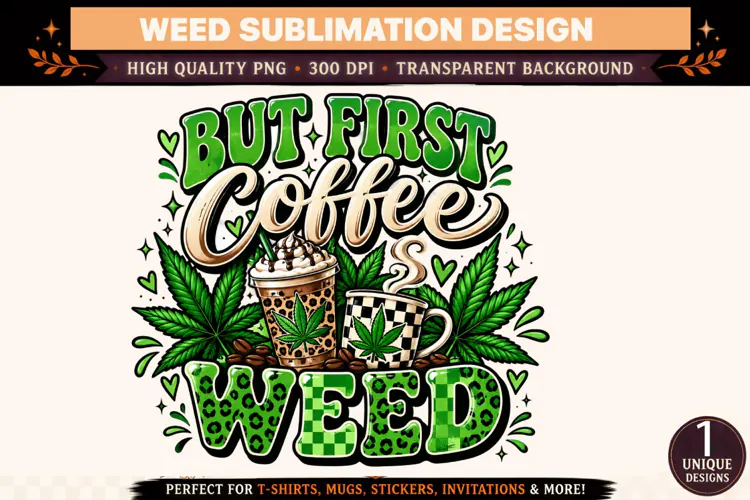 But First Coffee Weed PNG, Cannabis Coffee Sublimation Desig
