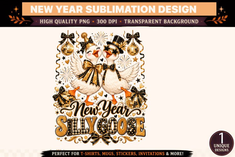 New Year Silly Goose PNG, example image 1