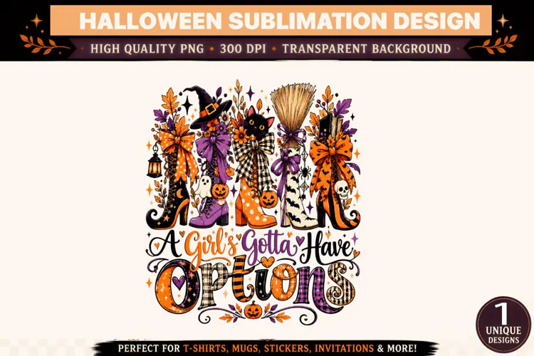 A Girl's Gotta Have Options PNG, Halloween Boots Sublimation