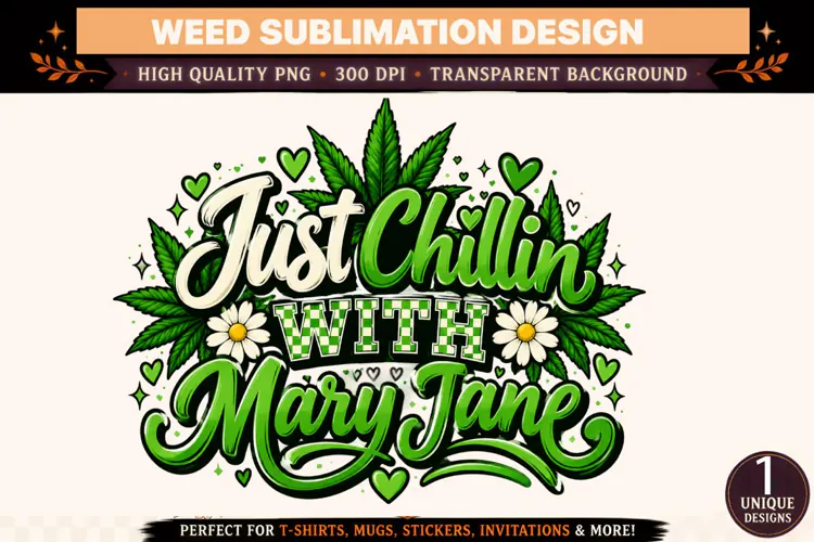 Just Chillin With Mary Jane PNG, Cannabis Sublimation Design