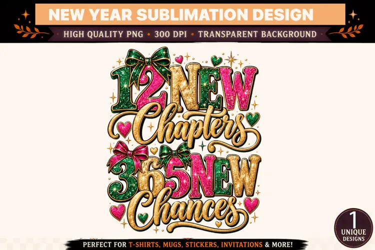 New Year New Chapters 365 New Chances PNG, New Year Sublimat