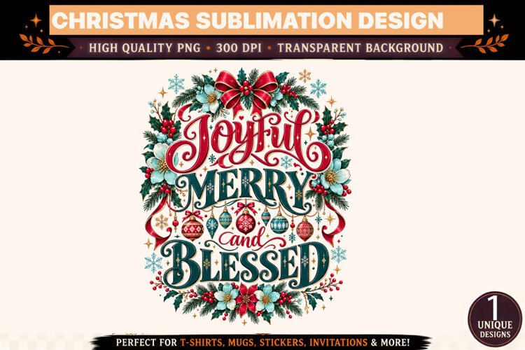 Joyful Merry and Blessed Christmas PNG example image 1