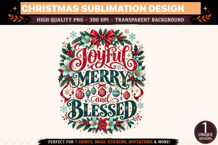 Joyful Merry and Blessed Christmas PNG
