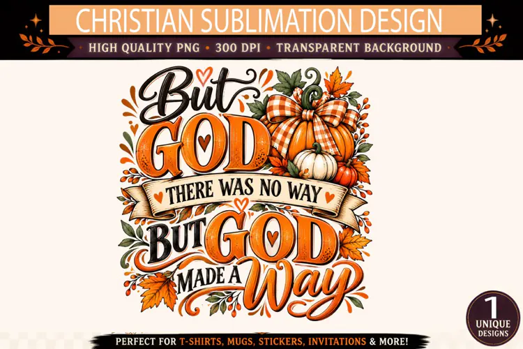 But God Made a Way PNG, Christian Fall Sublimation Design, A