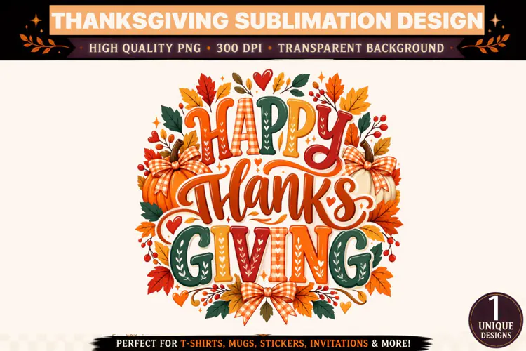 Happy Thanksgiving PNG, Fall Sublimation Design, Pumpkin Shi