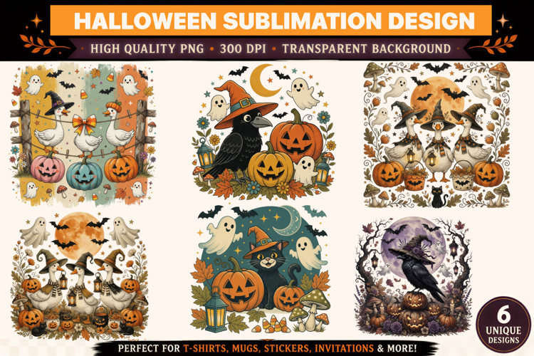 Halloween Sublimation Designs, 6 Halloween Designs