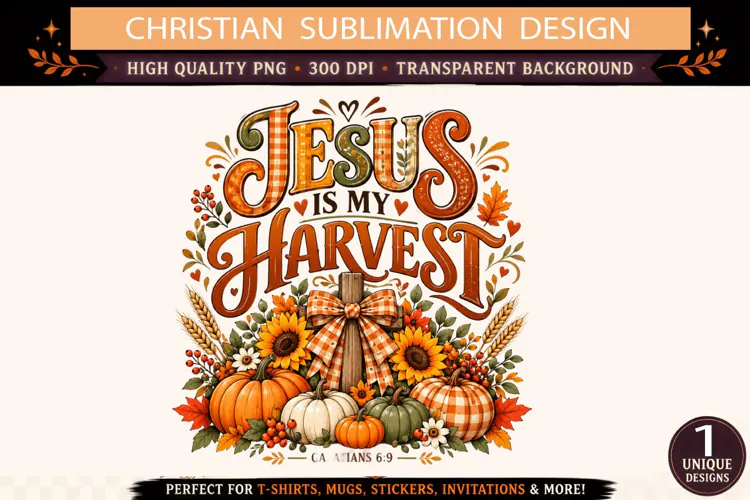 Jesus Is My Harvest PNG, Christian Fall Thanksgiving Sublima