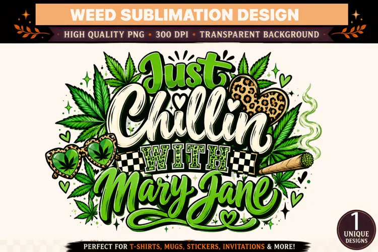 Just Chillin With Mary Jane PNG, Cannabis Sublimation Design
