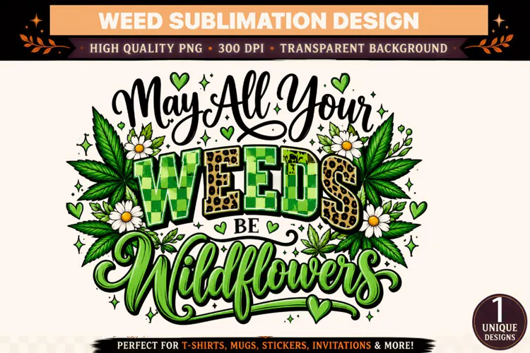 May All Your Weeds Be Wildflowers PNG, Cannabis Sublimation