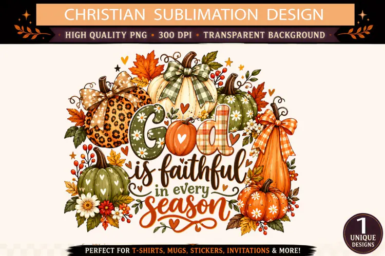 God Is Faithful in Every Season PNG, Christian Fall Pumpkin
