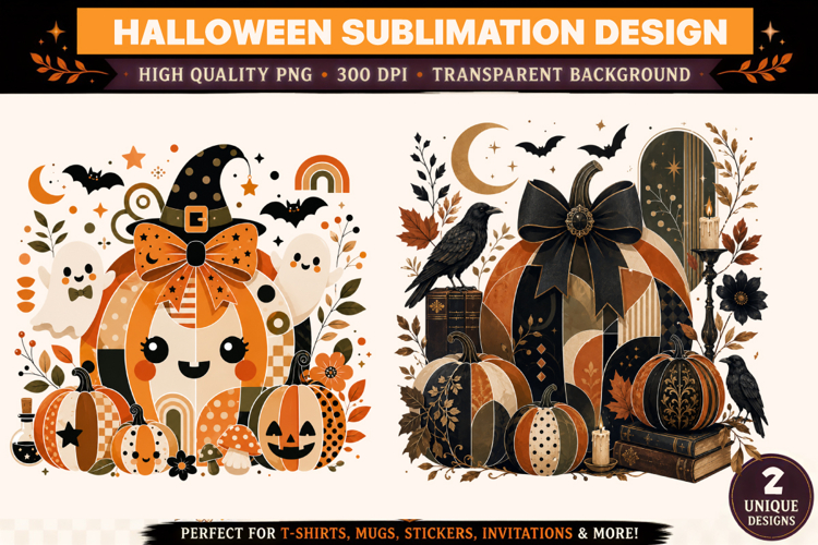 Halloween PNG | Cute Pumpkin & Halloween Raven | Halloween