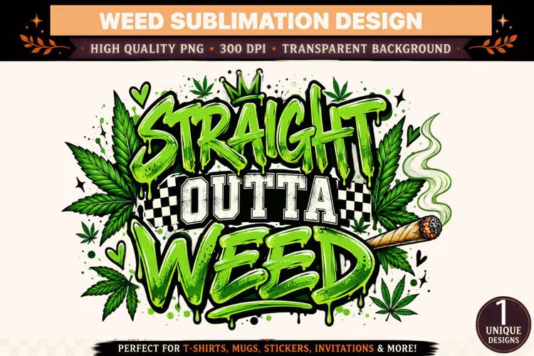 Straight Outta Weed PNG, Funny Cannabis Sublimation Design,