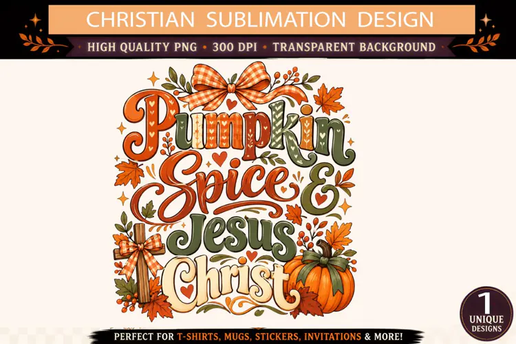 Pumpkin Spice and Jesus Christ PNG, Christian Fall Sublimati