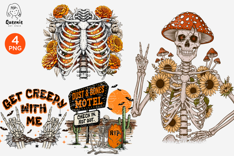 Halloween Skeleton Pumpkin PNG Spooky Season Creepy with Me