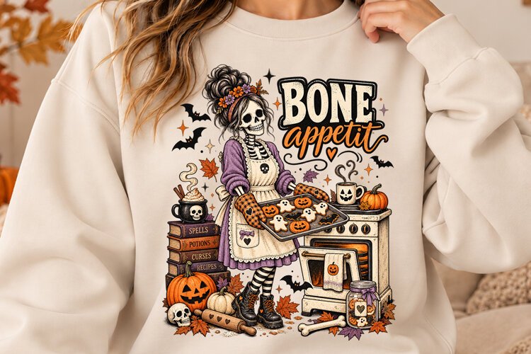 Bone Appetite Halloween Skeleton Baking PNG