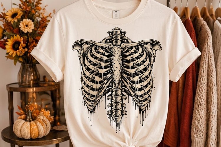 Skeleton Ribcage Halloween Design PNG