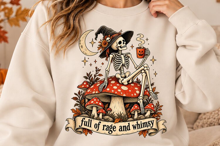 Skeleton Mushroom Halloween Shirt Rage And Whimsy PNG