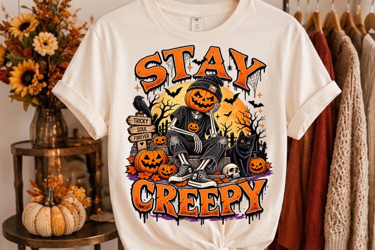 Stay Creepy Halloween Skeleton PNG