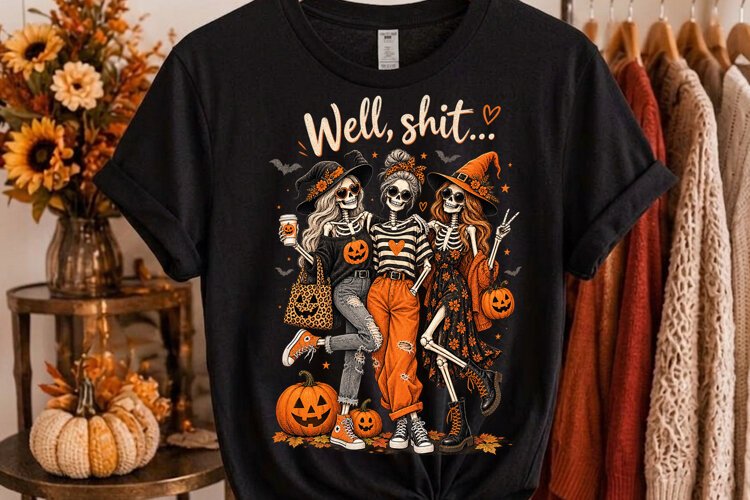 Women Skeleton Well Shit Funny Halloween Design PNG