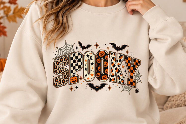 Spooky Halloween Shirt Cute Skeleton Bat Pumpkin PNG