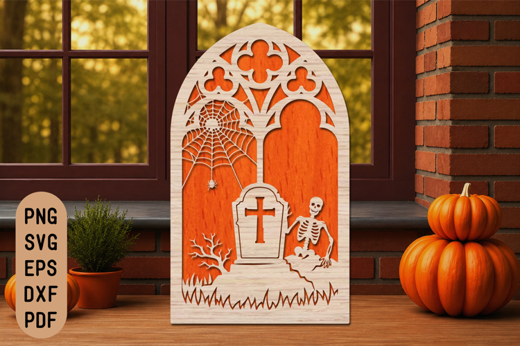 Halloween Skeleton Graveyard Laser Cut SVG