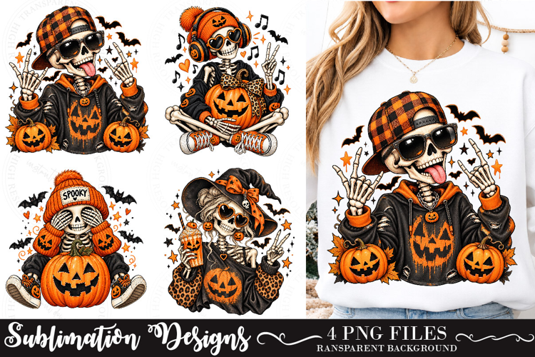 Trending Halloween Skeleton PNG, Spooky Season Png