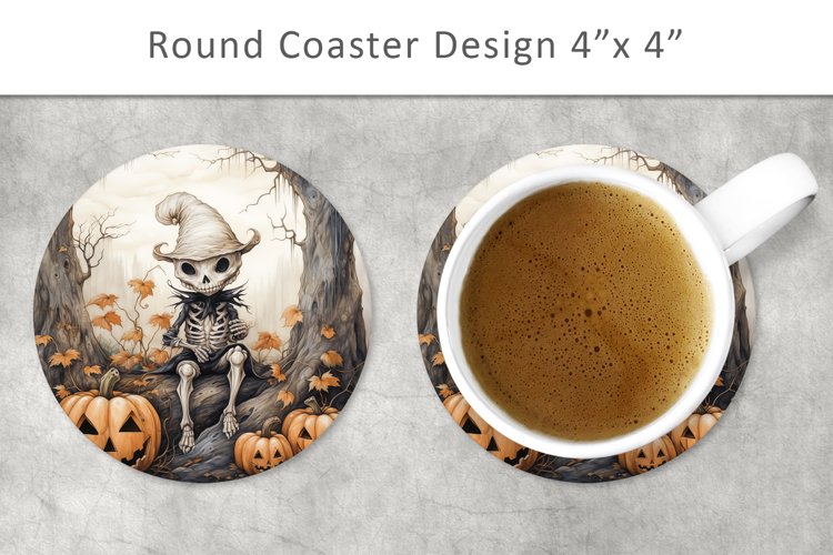 Halloween Skeleton Round Coaster, halloween magnet