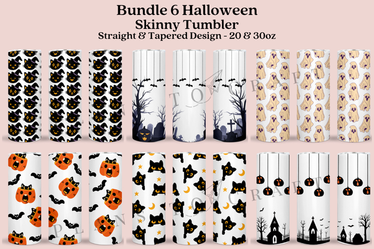 Bundle 6 Halloween Skinny Tumbler Sublimation Wrap SVG