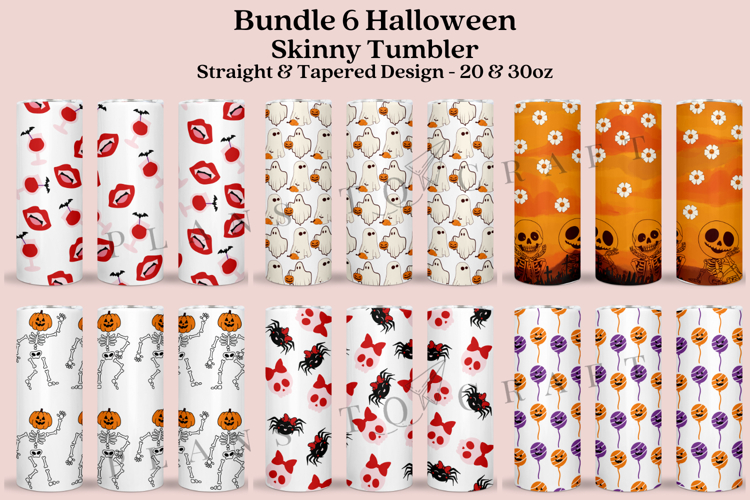 Bundle 6 Halloween Skinny Tumbler Sublimation Wrap SVG