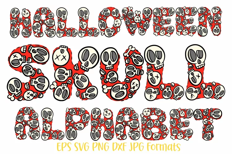 Skull Halloween Letter Number Type Cartoon Alphabet