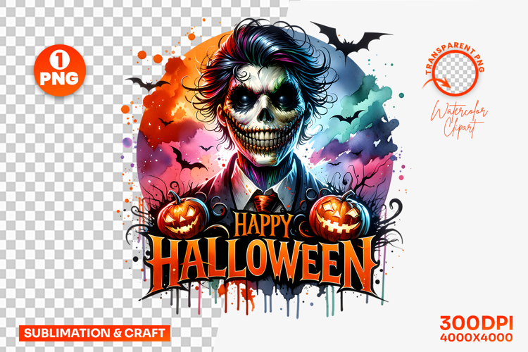 Halloween Man Skull Pumpkin Sublimation Clipart PNG