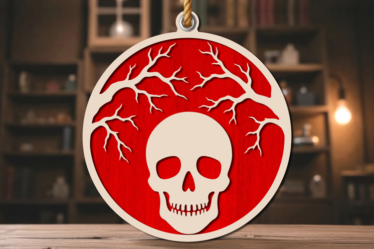Halloween Skull Round Laser Cut SVG