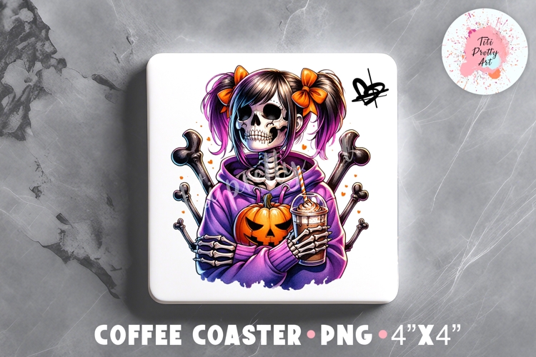 Halloween Skull Square Coaster Sublimation Design Png