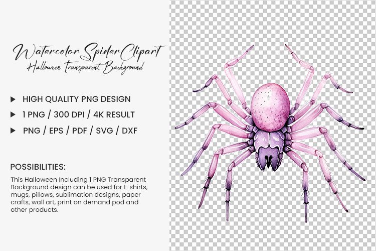 Halloween watercolor spider sublimation png clipart png