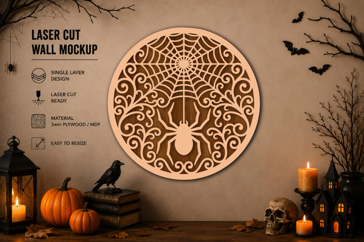 Halloween Spider Web Laser Cut SVG example image 1