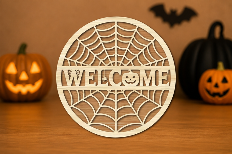Halloween Spider Web Welcome Laser Cut SVG