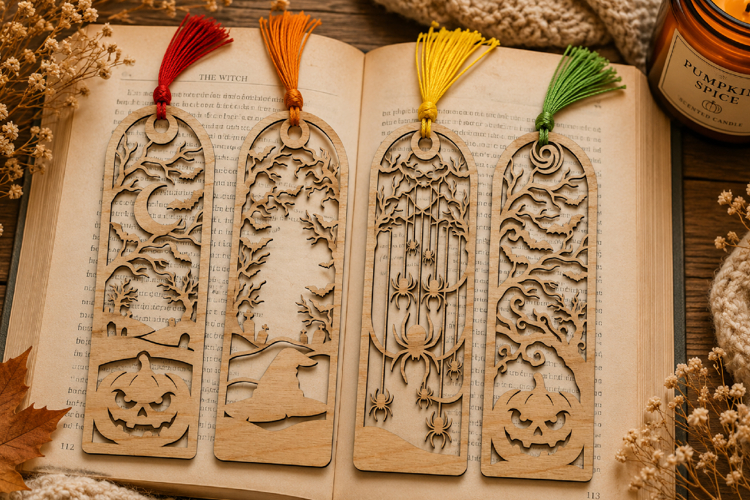 Halloween Spiders Laser Cut Bookmarks