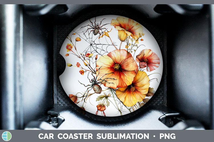 GorgeousHalloween Spiderweb Flowers Car Coaster design.